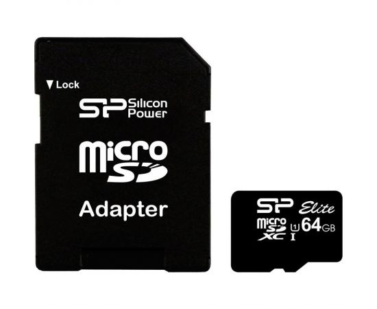 ФотоSilicon Power 64 GB microSDXC UHS-I Elite + SD adapter SP064GBSTXBU1V10-SP від магазину Manzana.ua