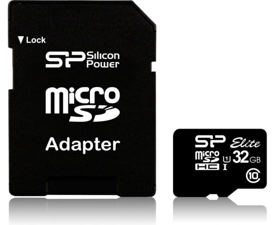 ФотоSilicon Power 32 GB microSDHC UHS-I Elite + SD adapter SP032GBSTHBU1V10-SP від магазину Manzana.ua