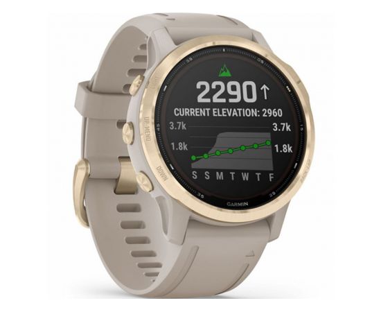 ФотоGarmin Fenix 6S Pro Solar Edition Light gold with light sand band (010-02409-11/10), зображення 3 від магазину Manzana.ua