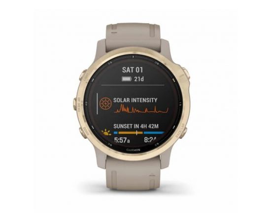 ФотоGarmin Fenix 6S Pro Solar Edition Light gold with light sand band (010-02409-11/10), зображення 2 від магазину Manzana.ua