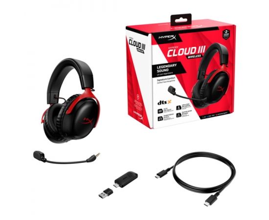 Фото HyperX Cloud III Wireless Black/Red (77Z46AA), изображение 3 от магазина Manzana