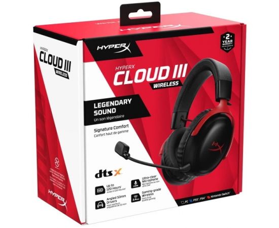 Фото HyperX Cloud III Wireless Black/Red (77Z46AA), изображение 4 от магазина Manzana