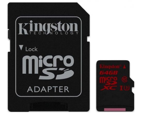 ФотоmicroSDXC (UHS-1 U3) Kingston Canvas React 64Gb class 10 (R100MB/s, W80MB/s) (adapter SD) від магазину Manzana.ua