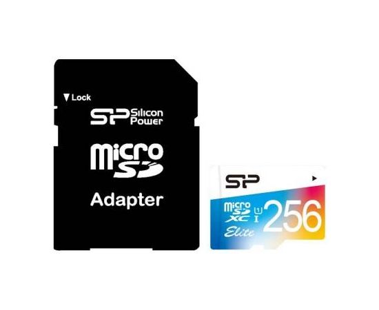 Фото microSDXC (UHS-1) SiliconPower Elite Color 256Gb class 10 (adapter SD) от магазина Manzana